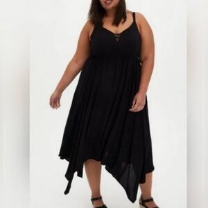Women’s new Torrid black flowy midi Challis handkerchief dress size 4X